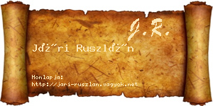 Jári Ruszlán névjegykártya
